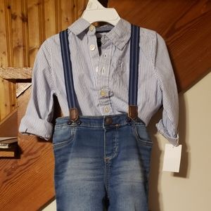 NWT 24mth pant and shirt outfit with suspenders